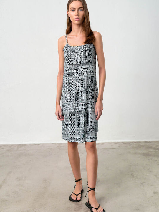 Sommer Midi Kimonoforema mit Rüschen Schwarz
