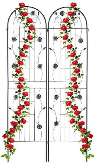 Set 2 Pflanzenkletterspaliere Eisen Relaxdays Maße 200 x 50 cm Schwarz