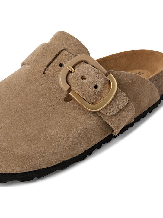 Tamaris Damentaschenleder Holzschuhe Taupe