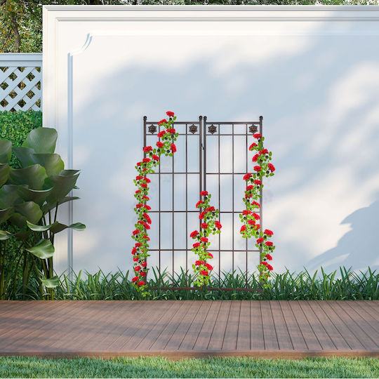 Set 2 Spaliere pentru Plante Căţărătoare Oțel Relaxdays Dimensiuni 182 X 51 X 3 Cm Maro