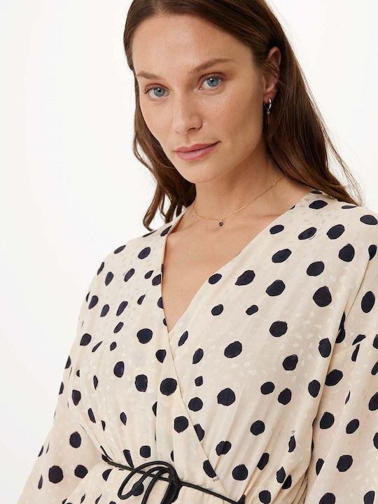 Summer Mini Dress Wrap Polka Dot