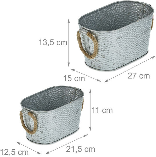 Set 2 Ghivece Decorative cu Mâner Argintiu Maro Set 2 Ghivece Decorative cu Mâner Argintiu Maro