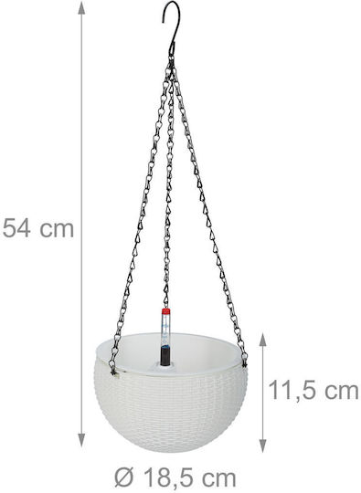 Set 2 Hanging Pots Water Storage System Water Level Indicator Plastic Iron White 54 X 18.5 Cm