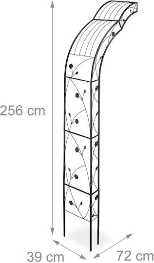 Arcadă Metalică pentru Grădină Flori Cățărătoare Negru Dimensiuni 256 X 39 X 72 Cm Relaxdays