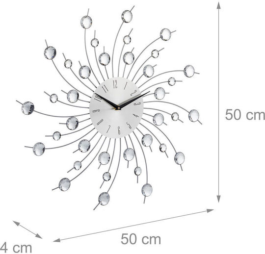 Wall Clock Silver Dimensions 50 X 50 X 4 Cm Relaxdays