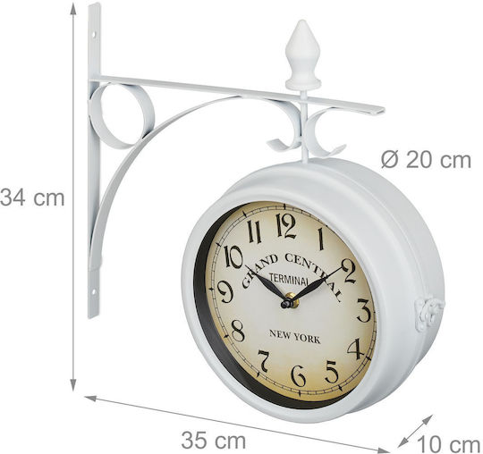 Vintage Wall Clock Double-sided 34 x 35 x 10 cm White