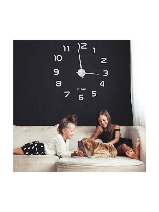 Ceas de perete adeziv cu cifre 3D argintii Relaxdays