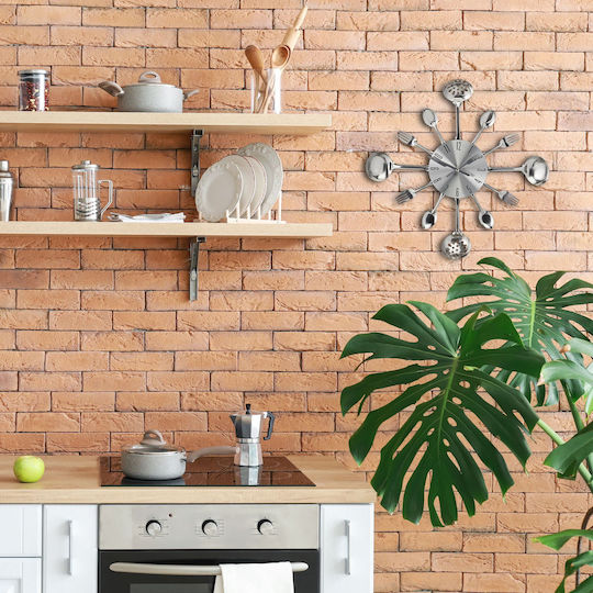 Ceas de Perete Accesorii Tacâmuri Argintiu Diametru 40 Cm Relaxdays