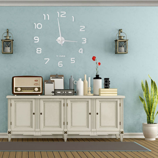Ceas de perete adeziv cu cifre 3D argintii Relaxdays