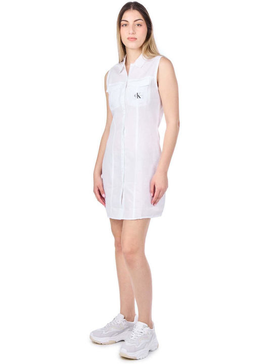 Sommer Mini Hemdkleid Kleid Weiß