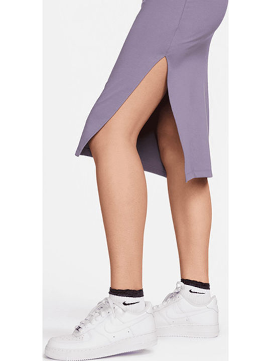 Essntl Midi Damenkleid Sommer Sportlich Kurzes Ärmel Blau