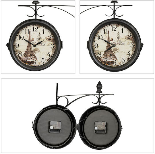 Wanduhr Paris Design Doppelseitig 34 x 35 x 10 cm Schwarz