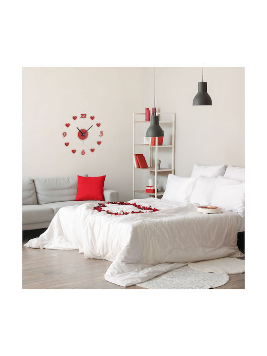 Decorative Wall Clock Diy Hearts 50 100 Cm 3d Effect Red