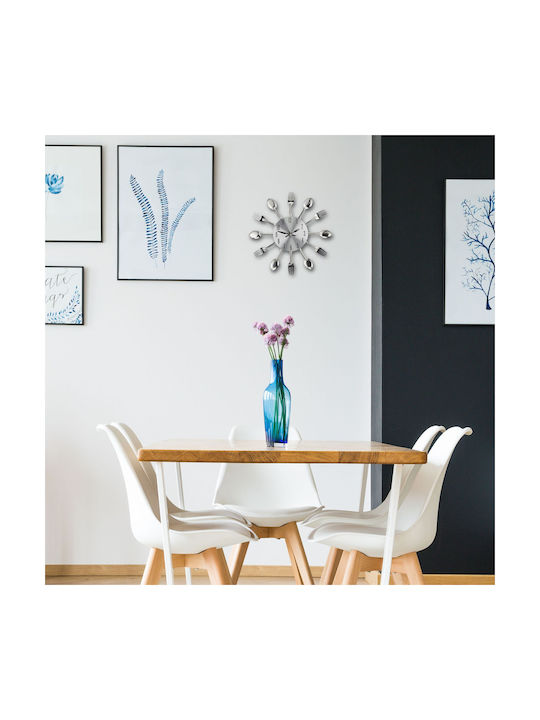 Wall Clock Accessorized Cutlery Silver Relaxdays