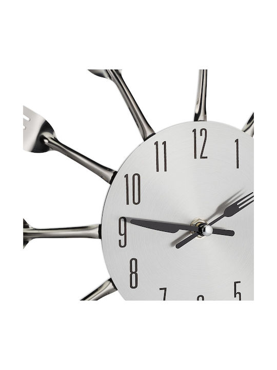 Wall Clock Accessorized Cutlery Silver Relaxdays