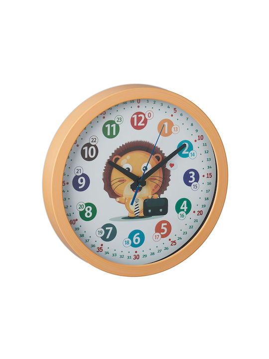 Children's Wall Clock Arabic Numbers Lion Design 30 X 4.5 Cm White Brown