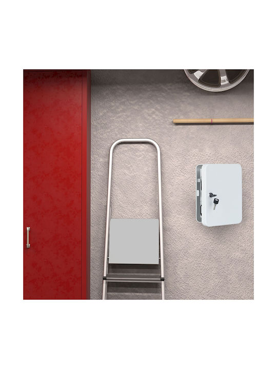 Suport metalic pentru chei, depozitare 48 chei, dimensiuni 25 x 18 x 7,5 cm, alb Relaxdays