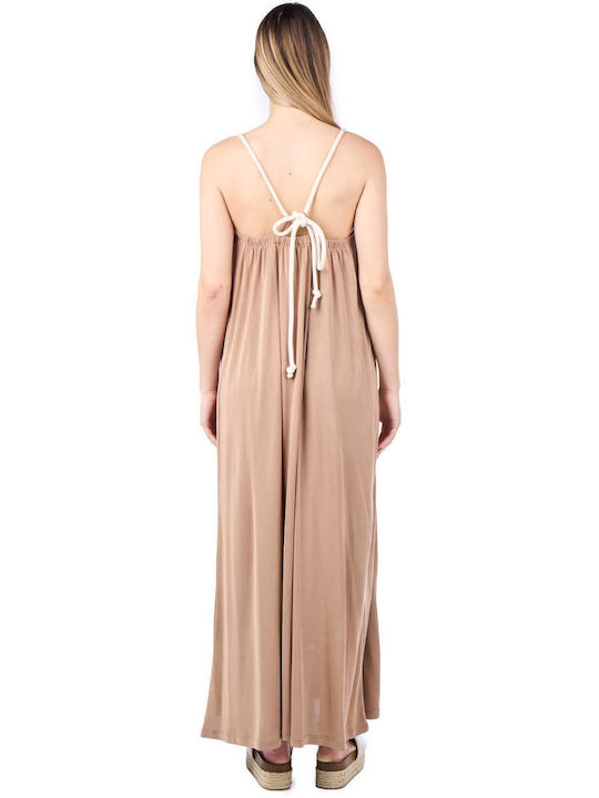 Καλοκαιρινό Maxi Φόρεμα Beige