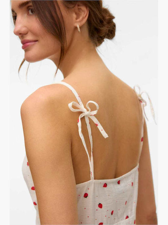 Καλοκαιρινό Mini Φόρεμα Snow White, Strawberry, White
