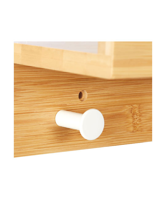 Bambus Wandgarderobe Regal 3 Haken 10 x 36 x 12 cm Braun