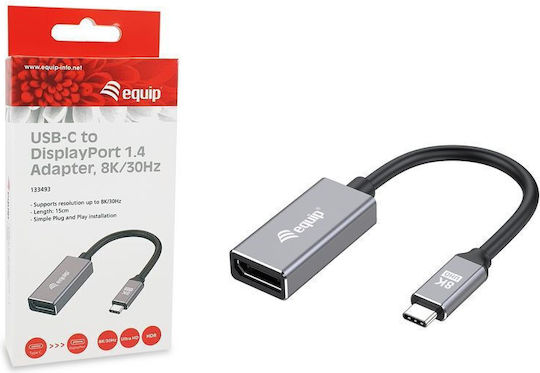 Equip Μετατροπέας USB-C male σε DisplayPort female Γκρι (133493)