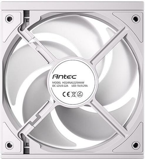 Antec Ventilator Pentru Carcasă C120R Lamă Inversată (1800rpm / 43.2cfm) cu Iluminare ARGB și Conexiune 3-Pin / 4-Pin PWM 3 Bucăți Albe