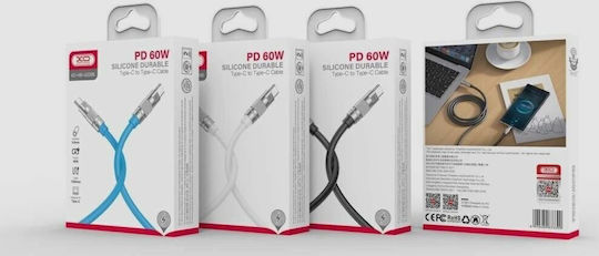 XO USB 2.0 Cable USB-C Male - USB-C 60W PD White 1.2m