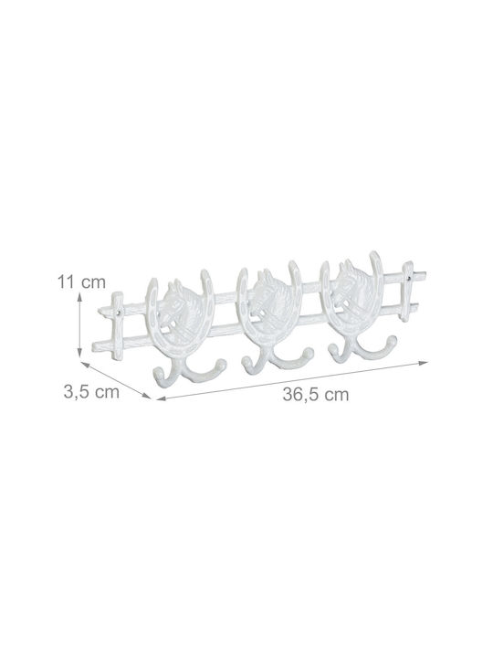 Винтидж Стенна Закачалка За Палта 6 Куки 11 X 36.5 X 3.5 См Бяла