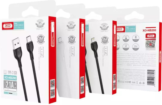 XO Nb200 USB-A to Lightning Cable Λευκό 2m (16.005.0141)