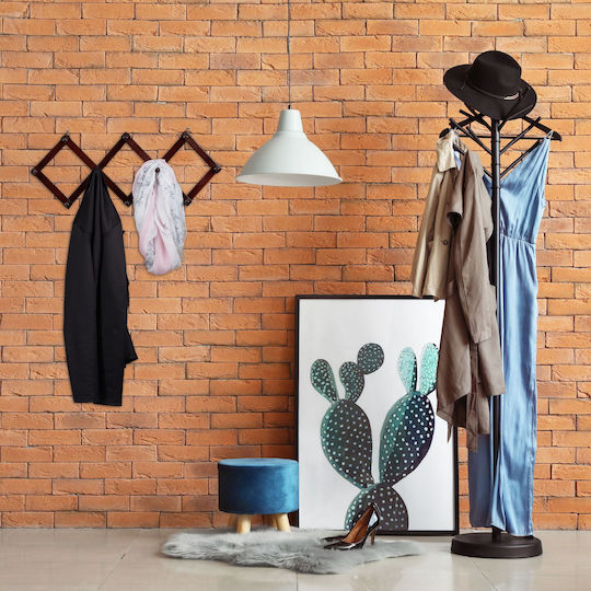 Folding Wall Coat Rack 10 Hooks Dimensions 32 X 10 Cm Dark Brown Relaxdays