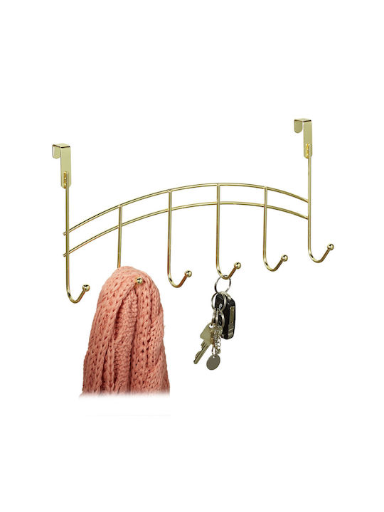Vielseitige Metall Wandhalterung 6 Haken 20x40x9 Cm Gold
