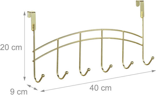 Vielseitige Metall Wandhalterung 6 Haken 20x40x9 Cm Gold