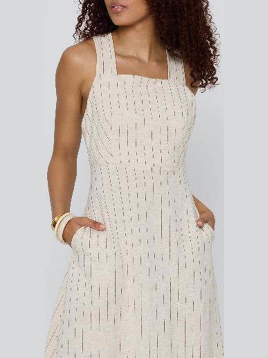 Alvara Summer Midi Knitted Beige Dress