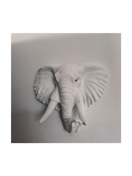 Sculptură de Perete Elefant din Rășină Decorare Casă Alb 20x9x21.5cm