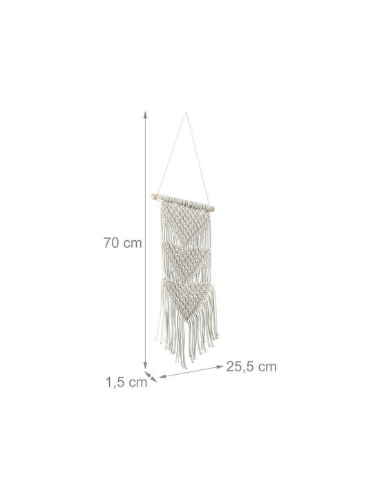 Cream Wall Macrame Decor Dimensions 70 X 25.5 X 1.5 Cm Relaxdays