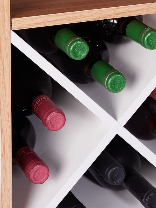 Relaxdays Wine Bottle Rack 22 Bottles 3 Holders 18 Glasses Shelf Natural 96 X 63 X 35 Cm