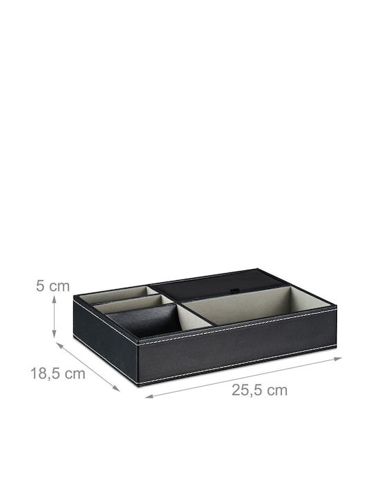 Козметичен органайзер за бижута с 5 отделения MDF памук 5 x 25.5 x 18.5 см черен