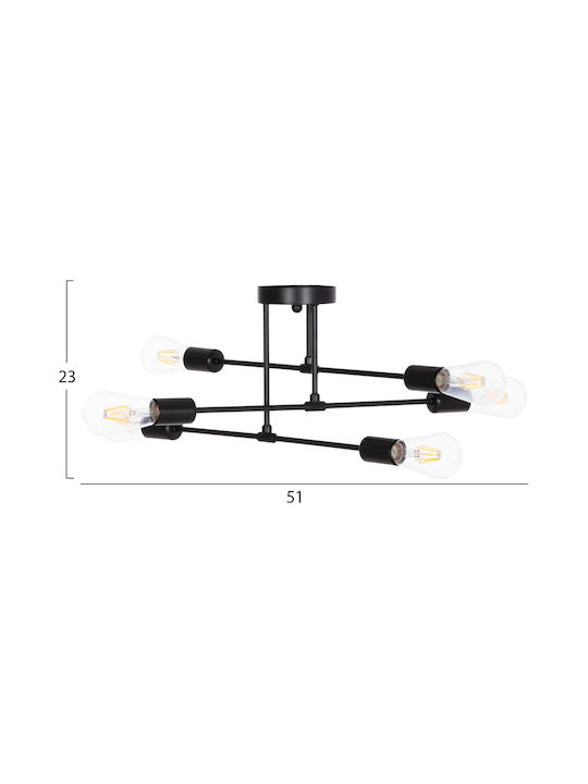 HomeMarkt Lighty Ceiling Light Black with E27 Socket 51x51x23cm