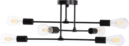 HomeMarkt Lighty Ceiling Light Black with E27 Socket 51x51x23cm