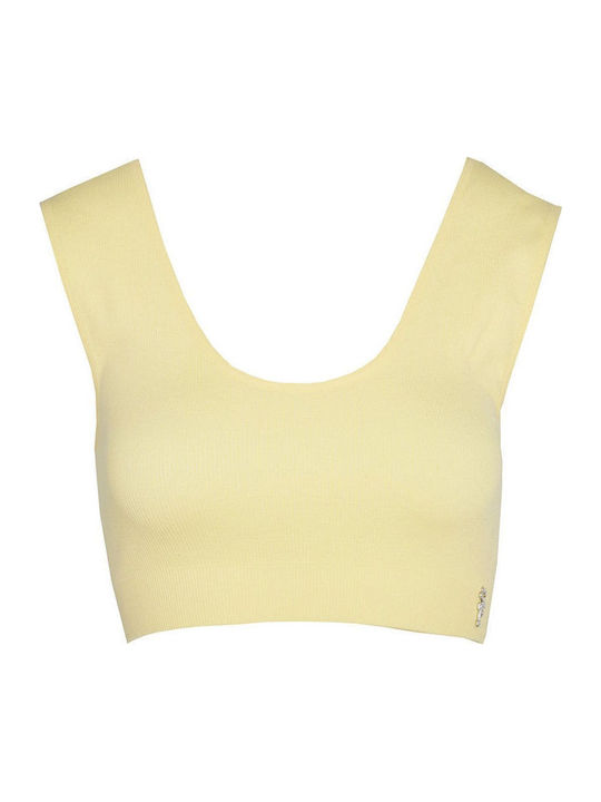 Damen Crop Top mit Trägern Yellow