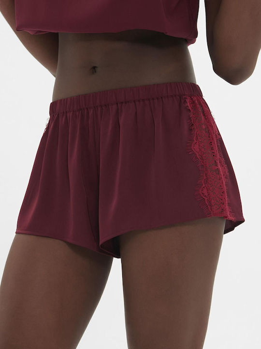Simone Perele Sommer Damen Schlafanzug Kurze Hosen Burgundisch