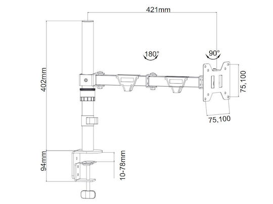 Focus Mount FDM611 Suport Birou Monitor până la 30" cu Braț