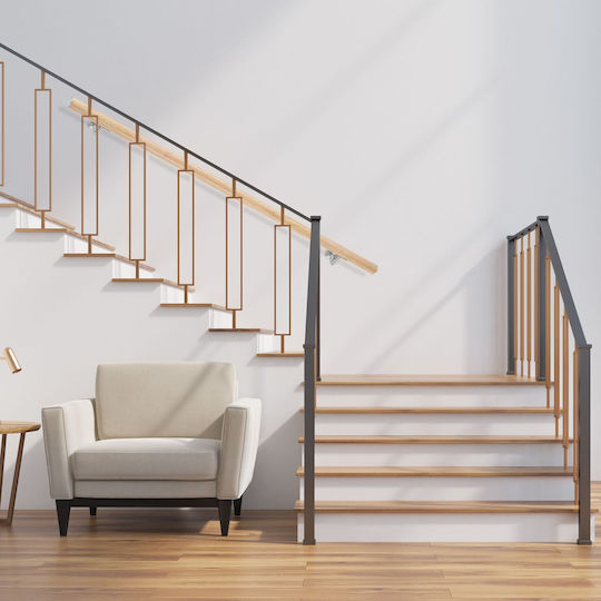 Aluminum Balustrade Beech Appearance Relaxdays Light Brown 100 Cm
