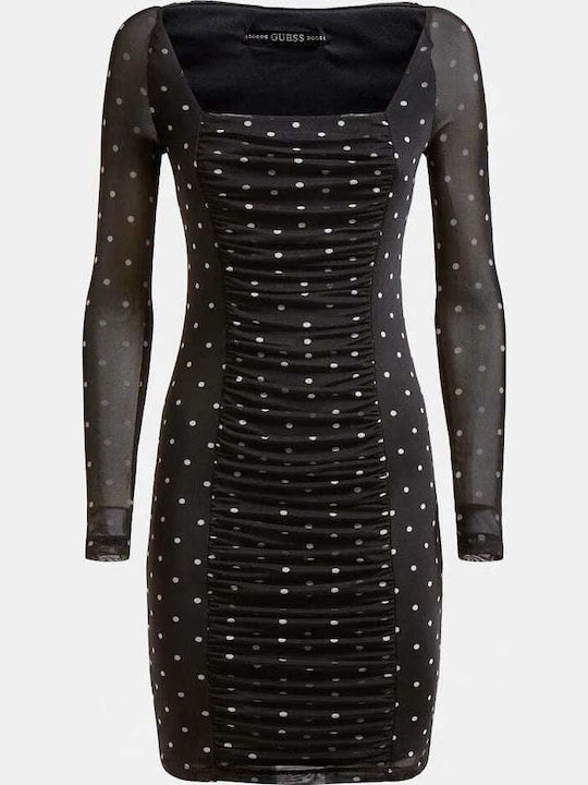 Gayle Summer Mini Evening Dress with Mesh Black
