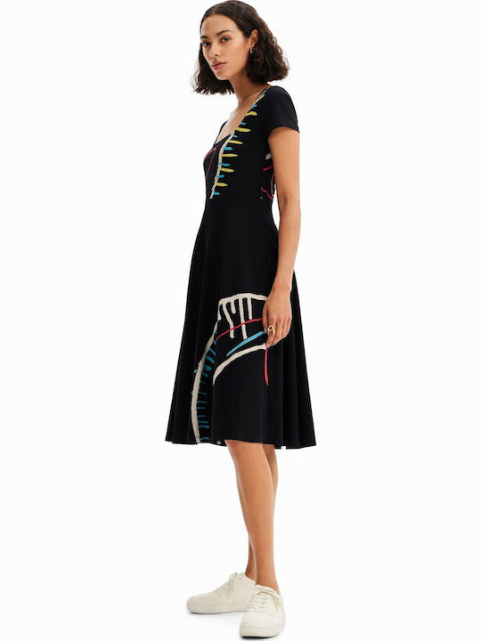 Arty Sommer Midi Kleid Schwarz