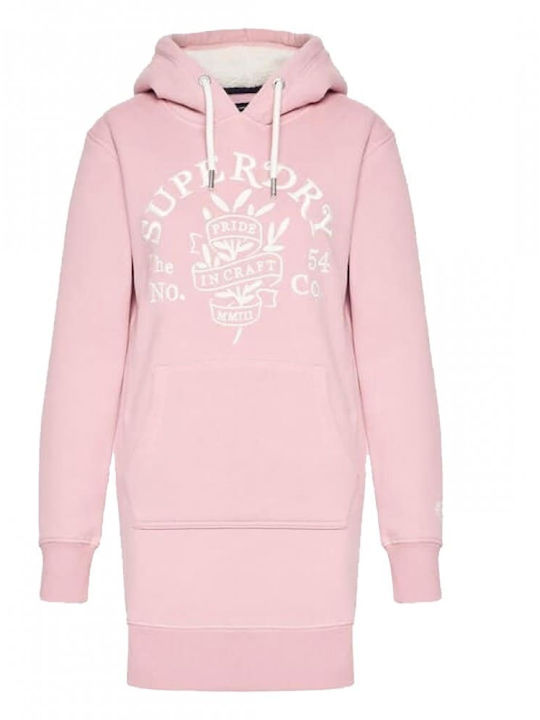 Pride In Craft Mini Athletic Dress Long Sleeve Hooded Pink