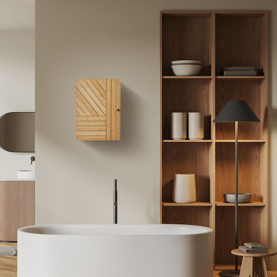 Relaxdays Банско Огледало от MDF с Рафт & Шкаф 55x40см Кафяв