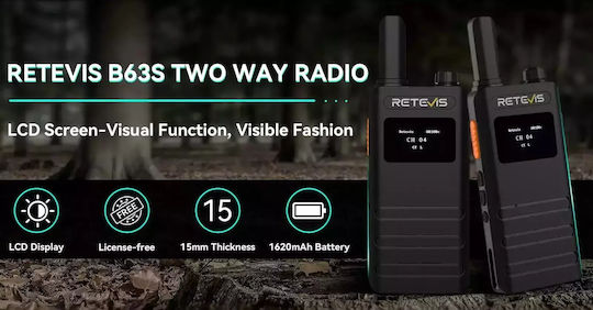 Retevis B63s Wireless Transceiver PMR 0.5W with Monochrome Screen Set of 2pcs