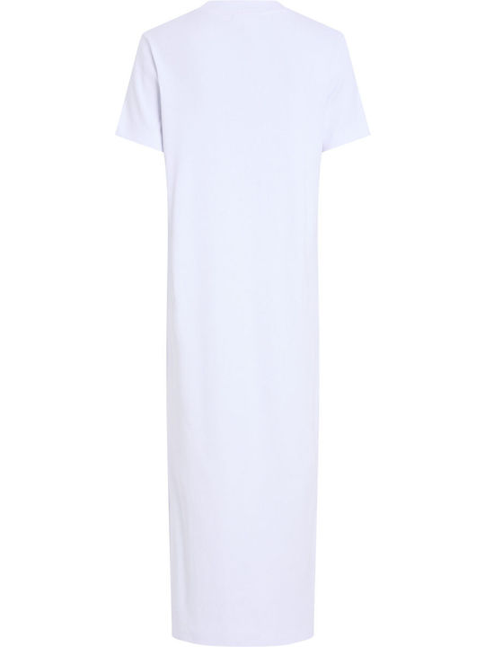 Καλοκαιρινό Midi T-shirt Φόρεμα Λευκό