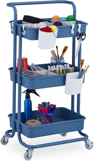 Relaxdays Relaxdays Metallisches Küchenwagen Mit 3 Ebenen Blau 43x42x86cm